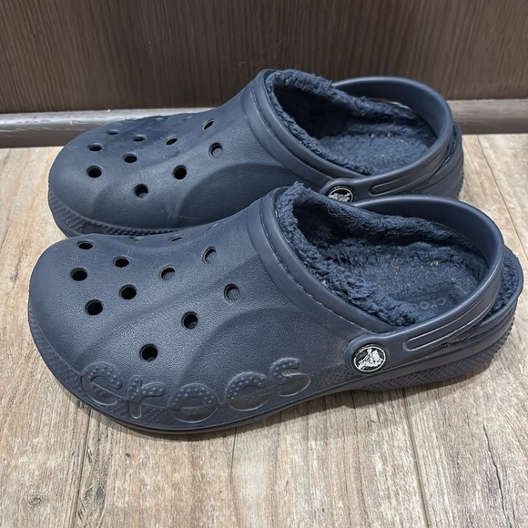 Crocs Baya Lined‎ Navy Blue Comfort Clogs Shoes Size 3 Youth - Picture 3 of 6